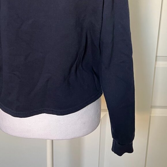 Forever 21 Blue Green Striped Cropped Pullover Hoodie Hooded Sweatshirt Small - Picture 11 of 11